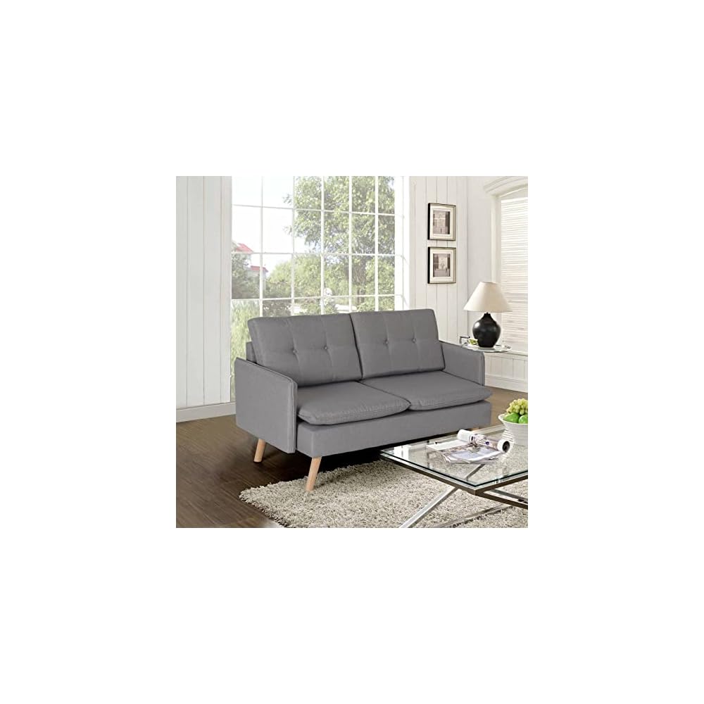 52" Small Loveseat Couch Sofa for Living Room Light Gray