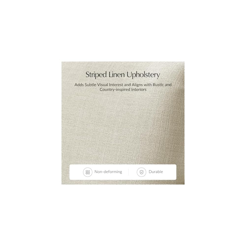 Farmhouse Curved Couch, 3 Seater Upholstered Sofa, Linen