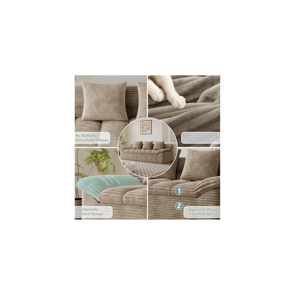 71" Cloud Boneless Loveseat Couch, Tilted Armrests & Double Cushion, Camel