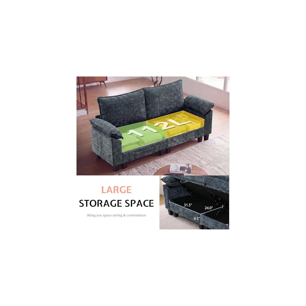 85" Modular Sectional Sofa with Storage, Comfy Cloud Couch Sleeper