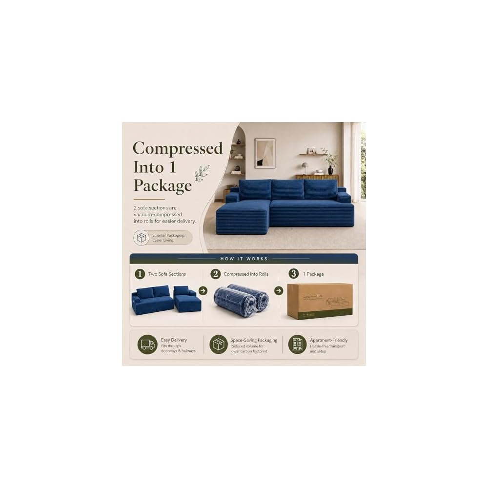 Boneless Couch Comfy Sectional Couches for Living Room,U Shaped Modular Cloud Couch Sofa, Minimalist Modular Sectional Sofa with Deep Seat
