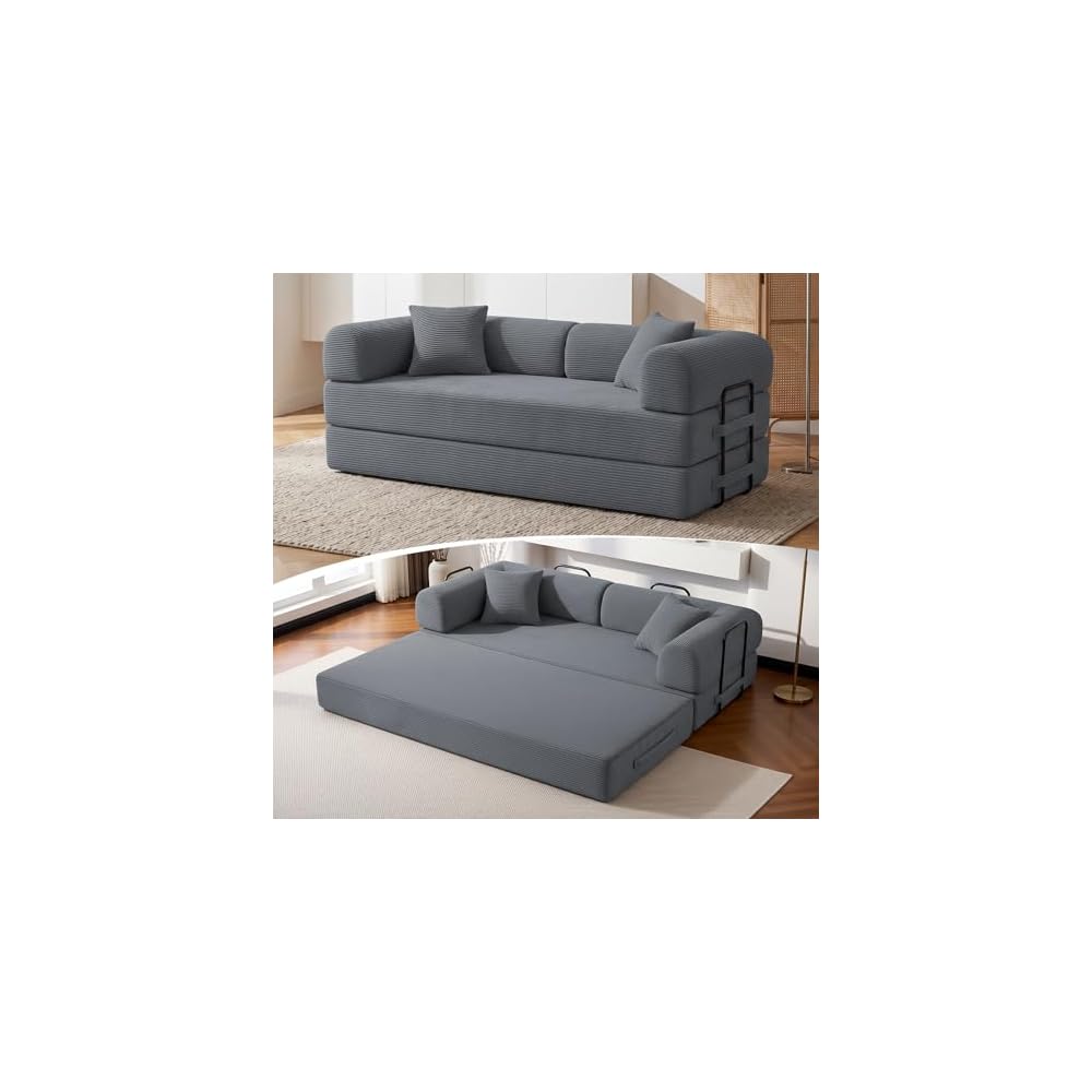 79" Convertible Futon Sofa Bed,5-in-1 Boneless Couch for Small Spaces