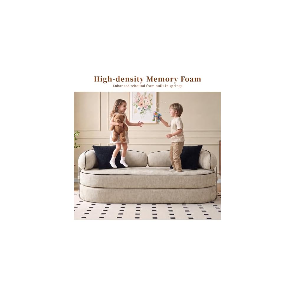 4-in-1 Convertible Sofa, 80'' Folding Boneless Couch