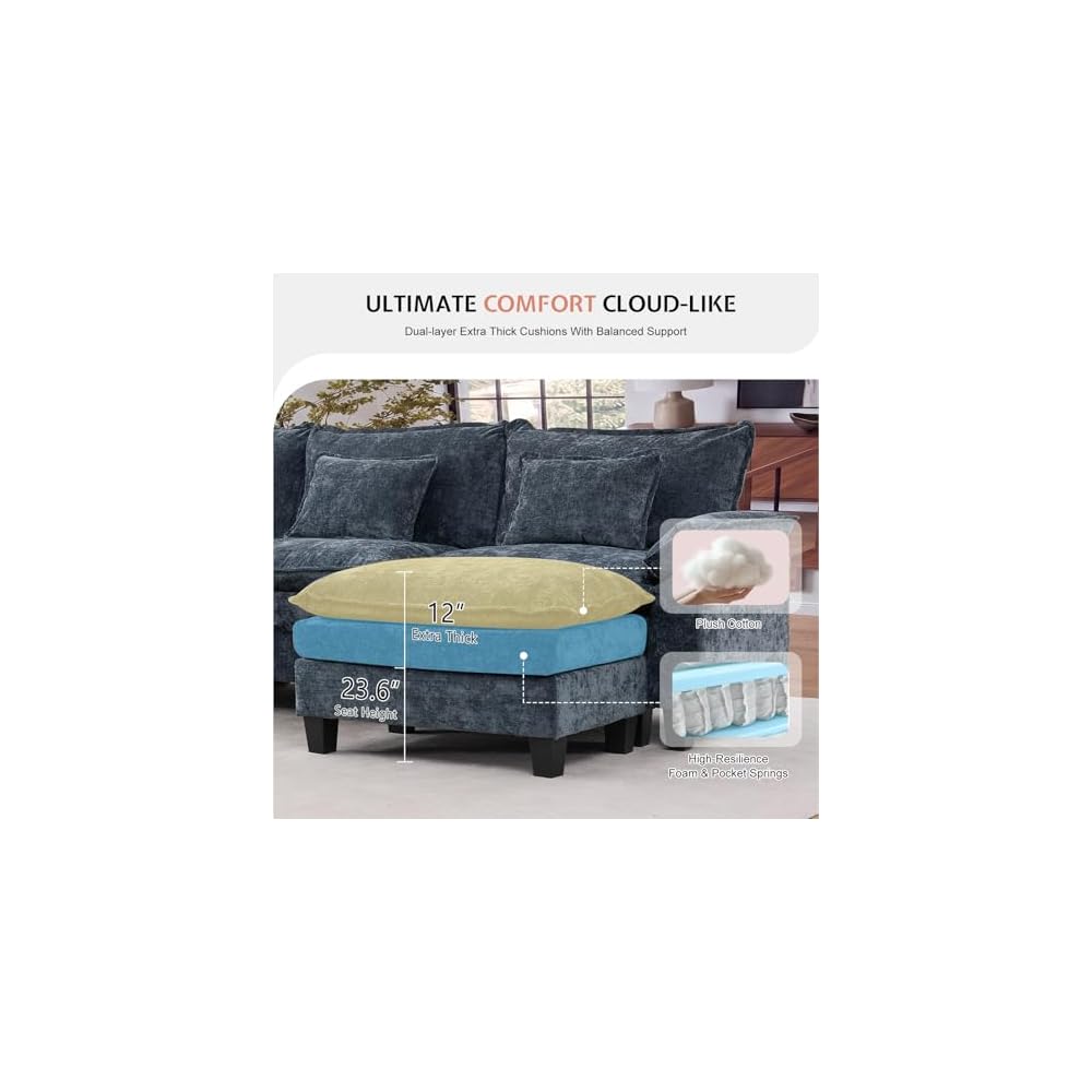 85" Modular Sectional Sofa with Storage, Comfy Cloud Couch Sleeper
