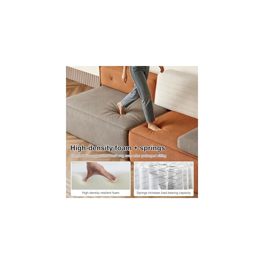 80" Modular 3-Tone Couch, 3-Seater Sofa with Detachable Backrest