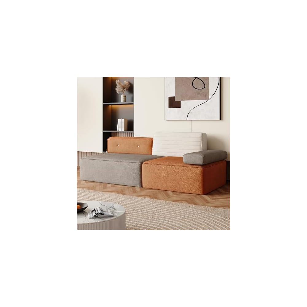 80" Modular 3-Tone Couch, 3-Seater Sofa with Detachable Backrest