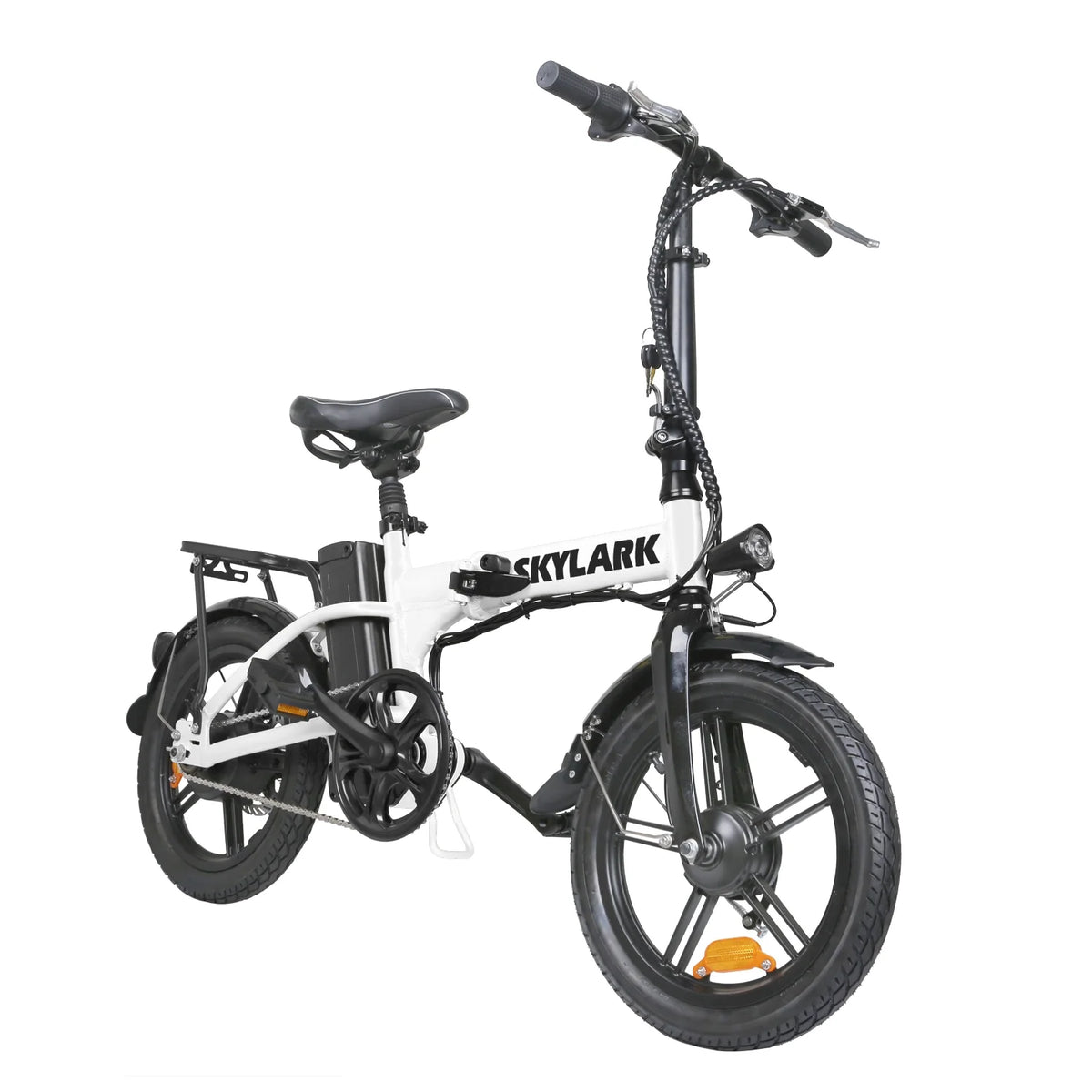 Nakto 16in SKYLARK White Folding City Electric Bicycle/Bike for Men & Women 350w Motor 36V 10Ah Long Lasting Lithium-Ion Battery