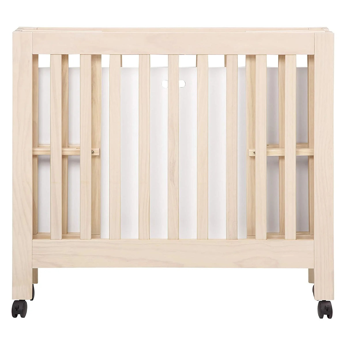 Babyletto Origami Mini Portable Crib Folding with Wheels in Honey, 2 Adjustable Mattress Positions, Greenguard Gold Certified
