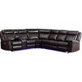 Power Reclining Sectional Sofa Set, L-Shaped Faux Leather, Brown