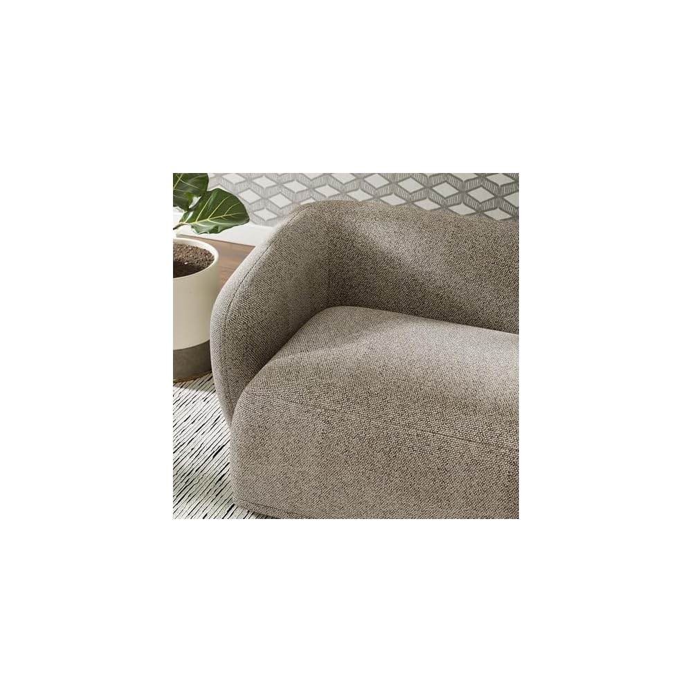 Monica 88 Inch Boucle Sofa in Earth – Comfortable Low Profile 3 Seater Fabric Couch for Living Room, Bedroom, Or Apartment