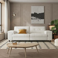 85" Modern Chenille Sofa with Adjustable Armrests, Deep Seat 3-Seater Couch with Button-Tufted Back, Multi-Functional Upholstered Loveseat for Living Room & Bedroom, Easy Assembly (Beige)