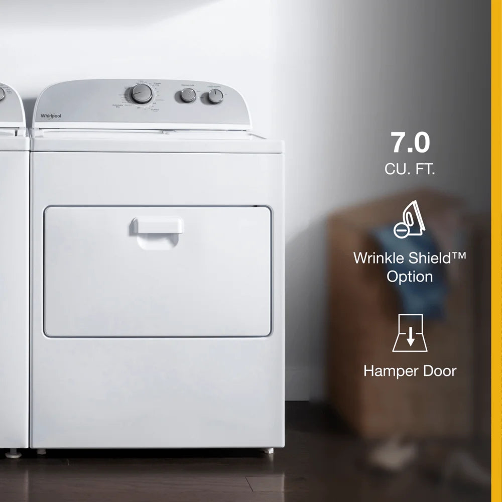 Whirlpool® WED4950HW - 7.0 Cu Ft - Top Load Electric Dryer - White - With AutoDry™ Drying System
