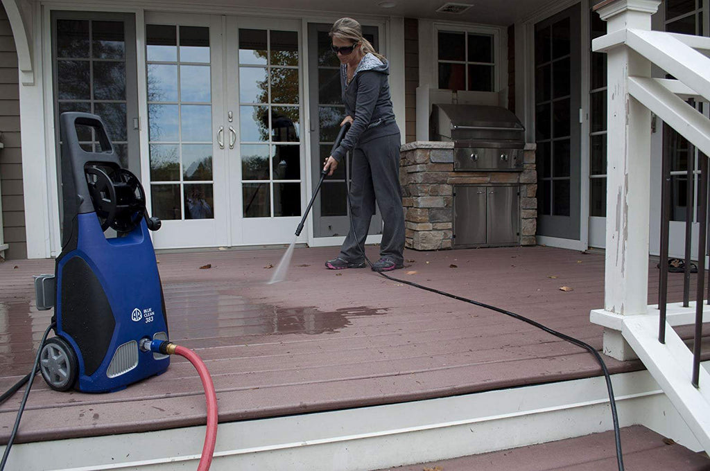 AR Blue Clean, AR383 1,900 PSI Electric Pressure Washer, Nozzles, Spray Gun, Wand, Detergent Bottle & Hose