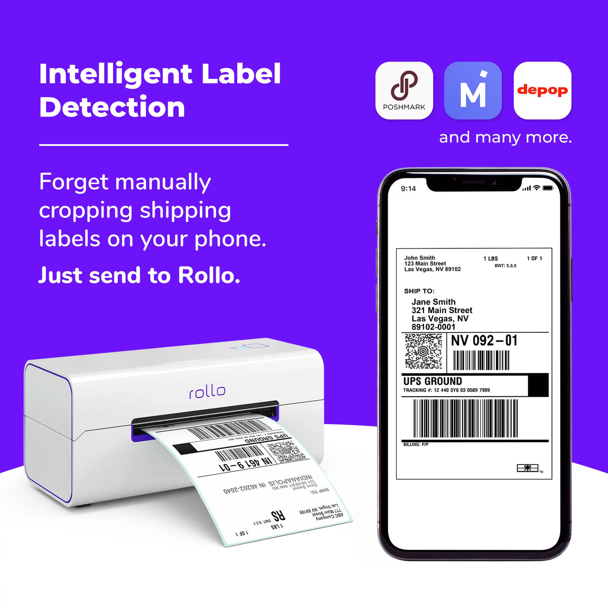 Rollo Wireless Shipping Label Printer - Wi-Fi Thermal Label Printer for Shipping Packages - AirPrint from iPhone, iPad, Mac
