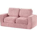 2-Seater Floor Couch, Loveseat Foam Sofa with Removable Corduroy Cover, Back & Seat Cushions, No Assembly, Boneless Loveseat Sofa for Small Spaces, Apartment, Living Room (Pink)