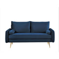 Kent Modern Loveseat, European Style Velvet Living Room Furniture with Tapered Legs, Vintage Flair, and Sleek Design, Love Seat, Dark Blue