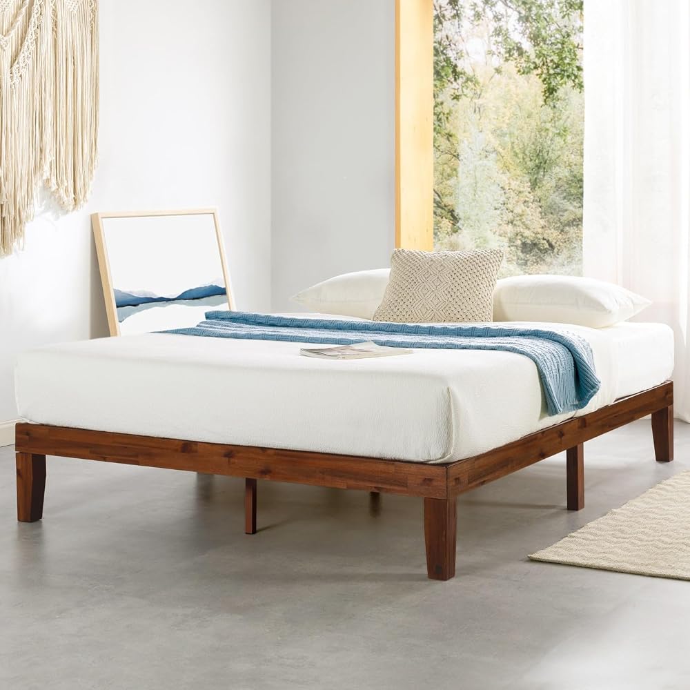 Naturalista Classic - 12 Inch Solid Wood Platform Bed with Wooden Slats, No Box Spring Needed, Easy Assembly, Queen, Espresso