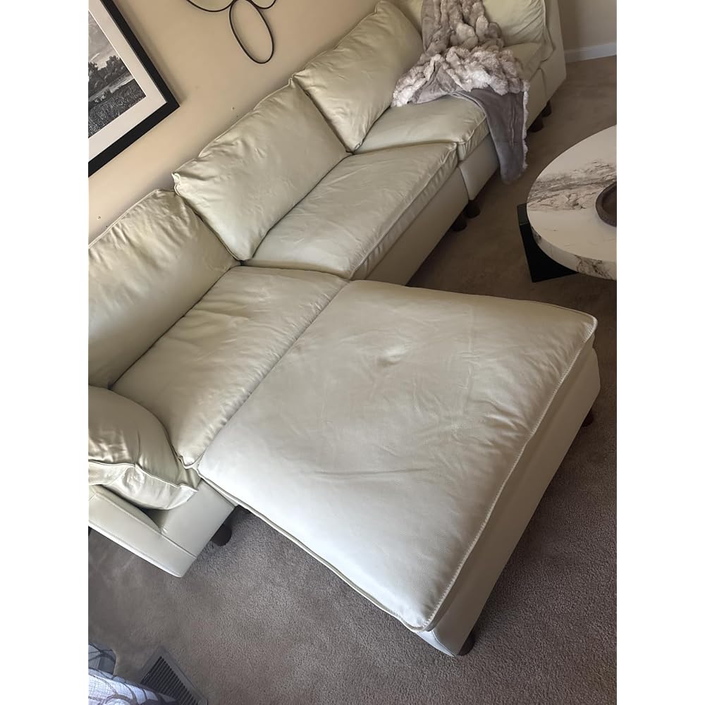 127" Large Sectional Sofa, Modular Cloud Couch, 4 Seater, Cream