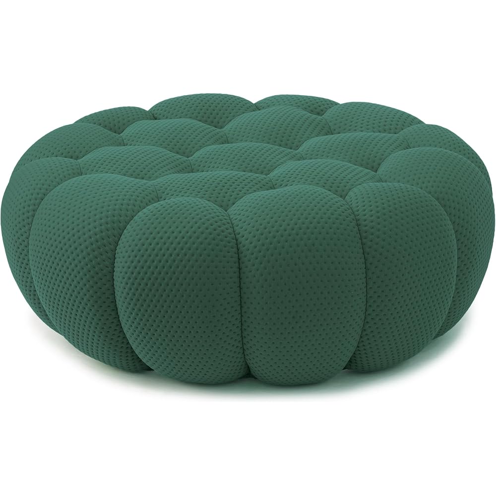 Modern Comfy Ottoman, 41.24'' Bubble Footstool, Upholstered Mesh Fabric Bubble Couch Sofa, 3D Honeycomb Shape Ottoman for Living Room, Office, Apartment, Small Space (Green)