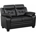 Coaster Home Furnishings - Finley - Leatherette - Upholstered Tufted Loveseat with Flared Armrest, and Tapered Legs - Living Room - Black - 506552