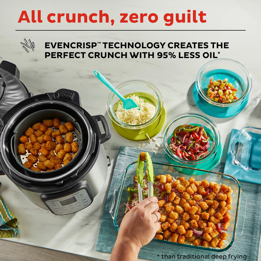 Instant Pot Duo Crisp 11-in-1 Air Fryer and Electric Pressure Cooker Combo with Multicooker Lids that Air Fries, Steams, Slow Cooks, Sautés, Dehydrates and More, Free App With 1900 Recipes, 8 Quart