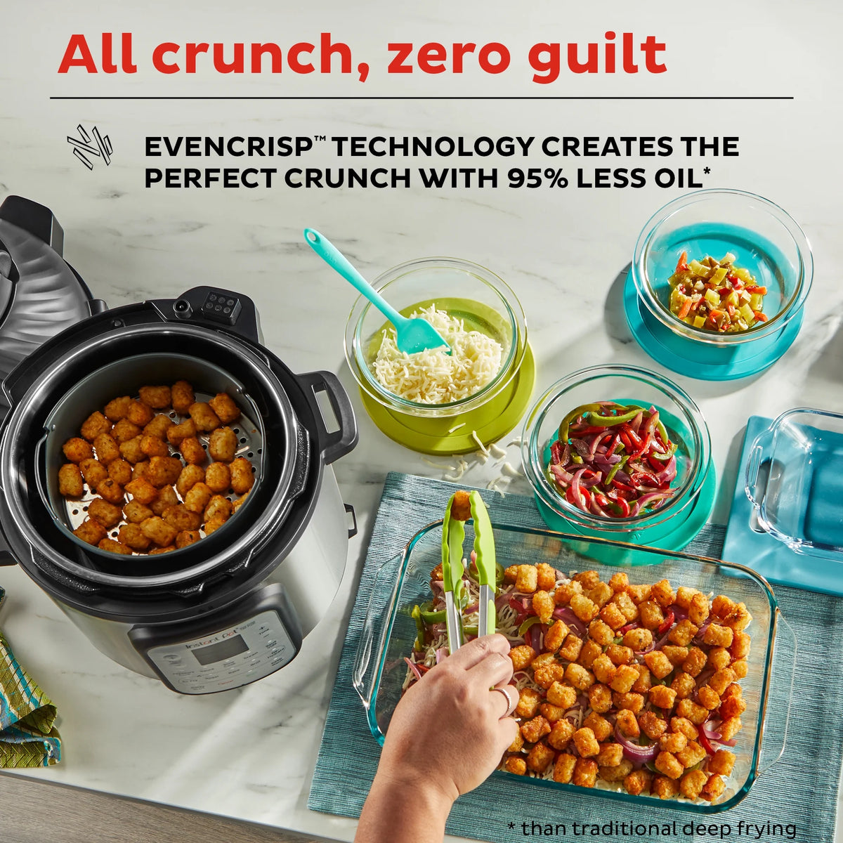 Instant Pot Duo Crisp 11-in-1 Air Fryer and Electric Pressure Cooker Combo with Multicooker Lids that Air Fries, Steams, Slow Cooks, Sautés, Dehydrates and More, Free App With 1900 Recipes, 8 Quart