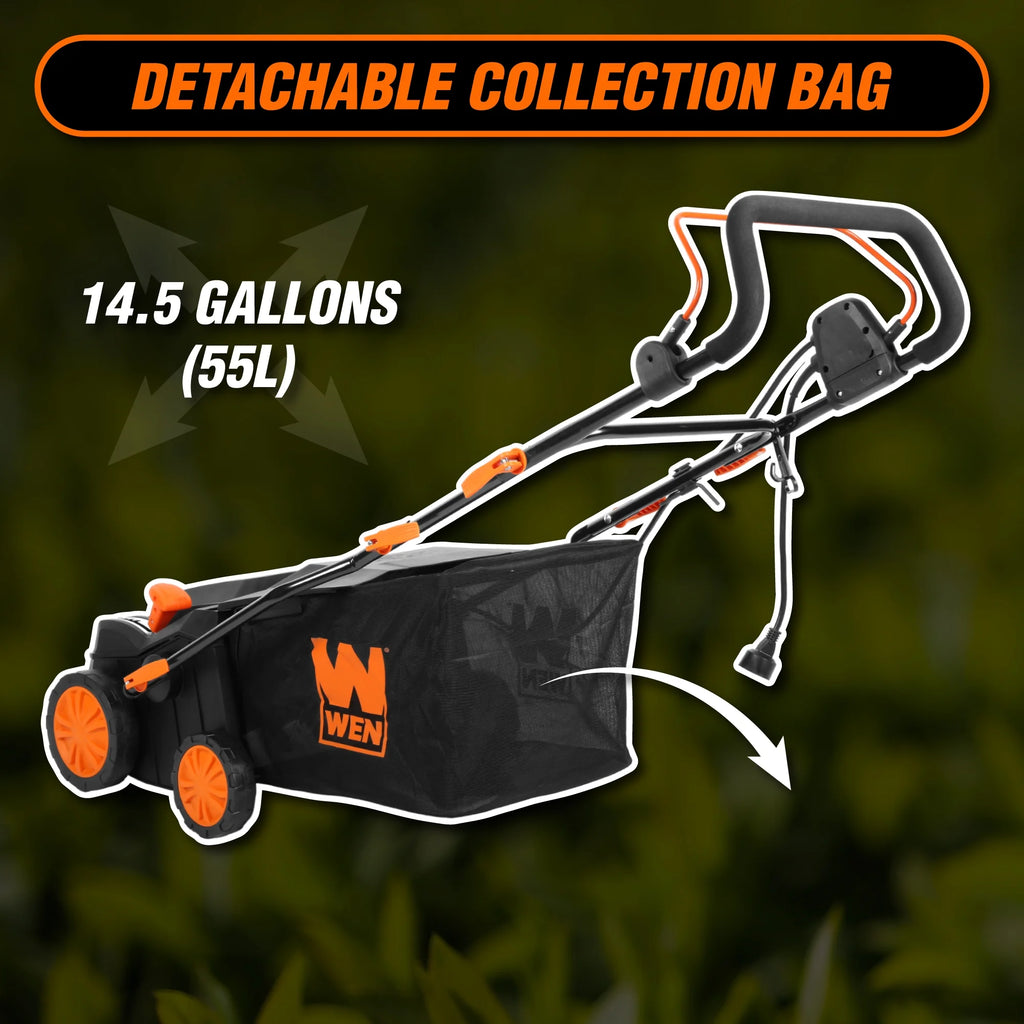 WEN 16-inch 15-amp 2-in-1 Electric Dethatcher and Scarifier with Collection Bag