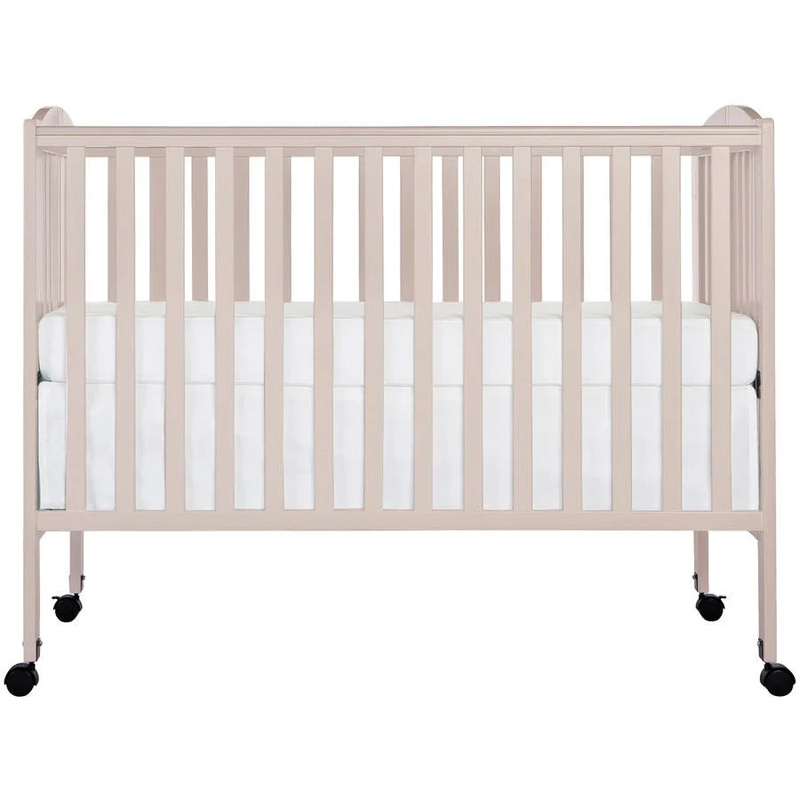 Dream On Me Full Size 2-in-1 Folding Stationary Side Crib, Locking Wheels, French White