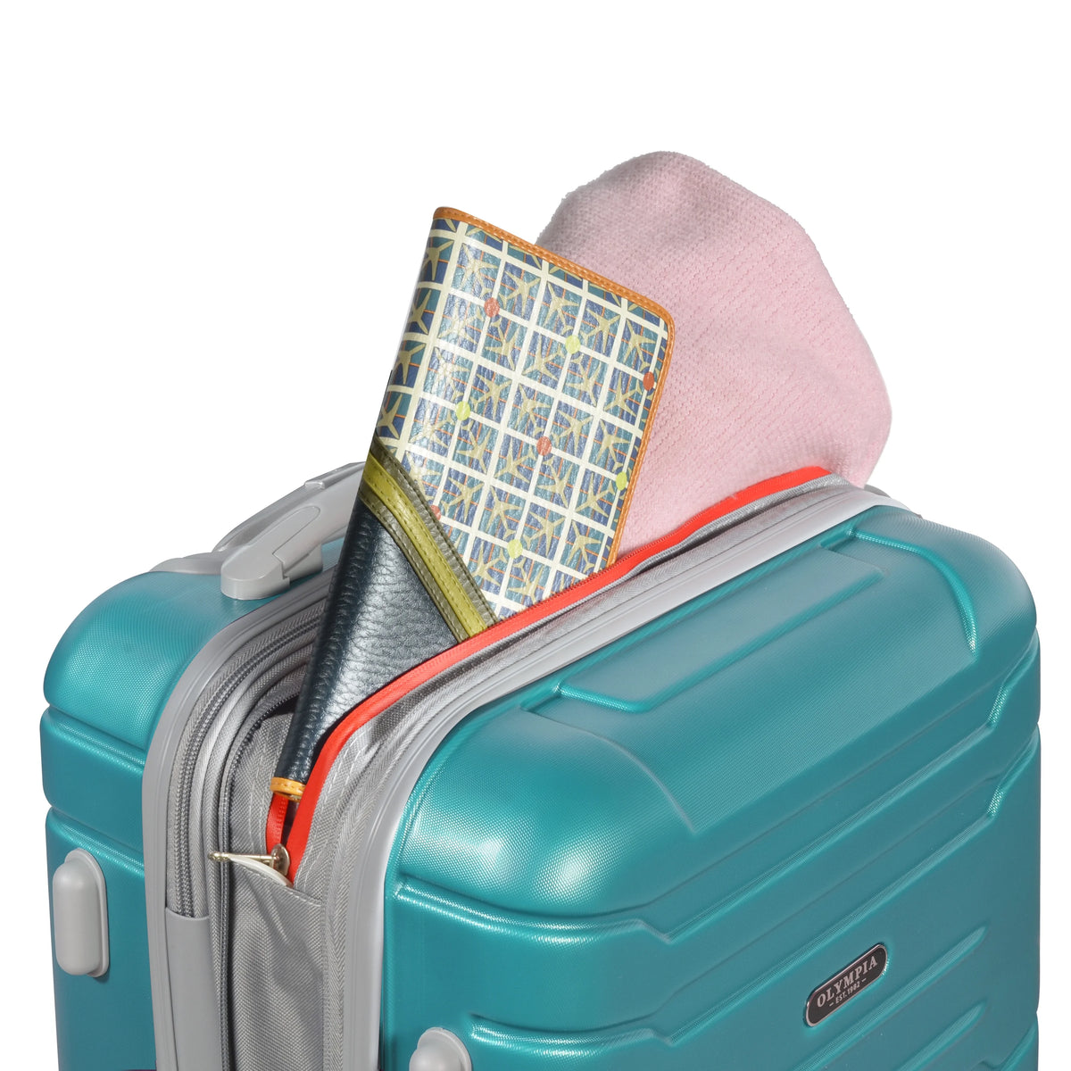 Olympia U.S.A. Denmark 3-Piece Expandable Hardcase Luggage Set with Spinner Wheels, Teal