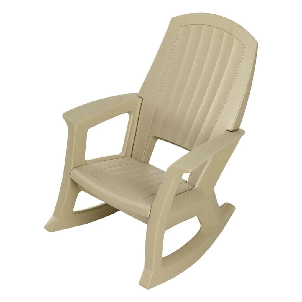 Semco Plastics Rockaway Heavy-Duty Outdoor Rocking Chair, Tan (4 Pack)