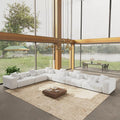 Oversized Sectional Couches for Living Room,183" V Shaped Couch, 6-Seater Cloud Modular Sectional Sofa, Linen Deep Seat Cloud Couches for Living Room,White