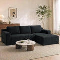 101'' L Shaped Boneless Couch, Modular Sectional Sofa Cloud Couch for Living Room, Washable Cover, Corner Couch for Small Home, Black, Left