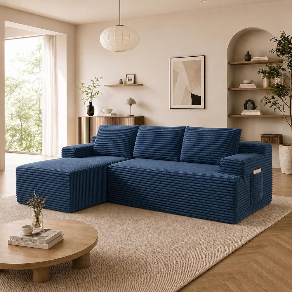 Boneless Couch Comfy Sectional Couches for Living Room,U Shaped Modular Cloud Couch Sofa, Minimalist Modular Sectional Sofa with Deep Seat