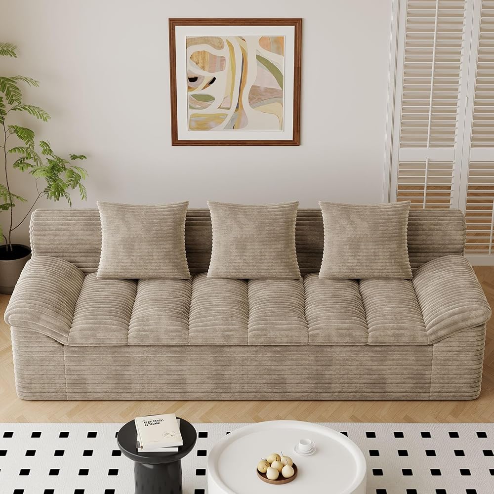 71" Cloud Boneless Loveseat Couch, Tilted Armrests & Double Cushion, Camel