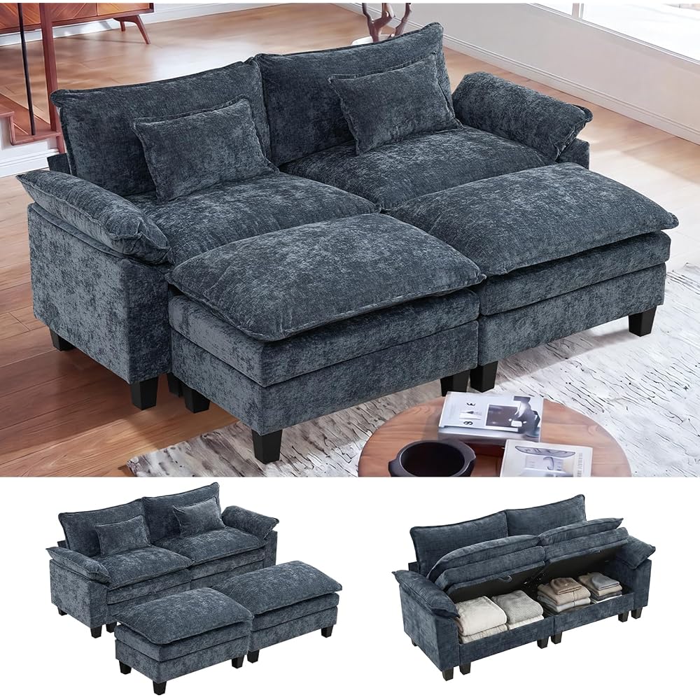 85" Modular Sectional Sofa with Storage, Comfy Cloud Couch Sleeper