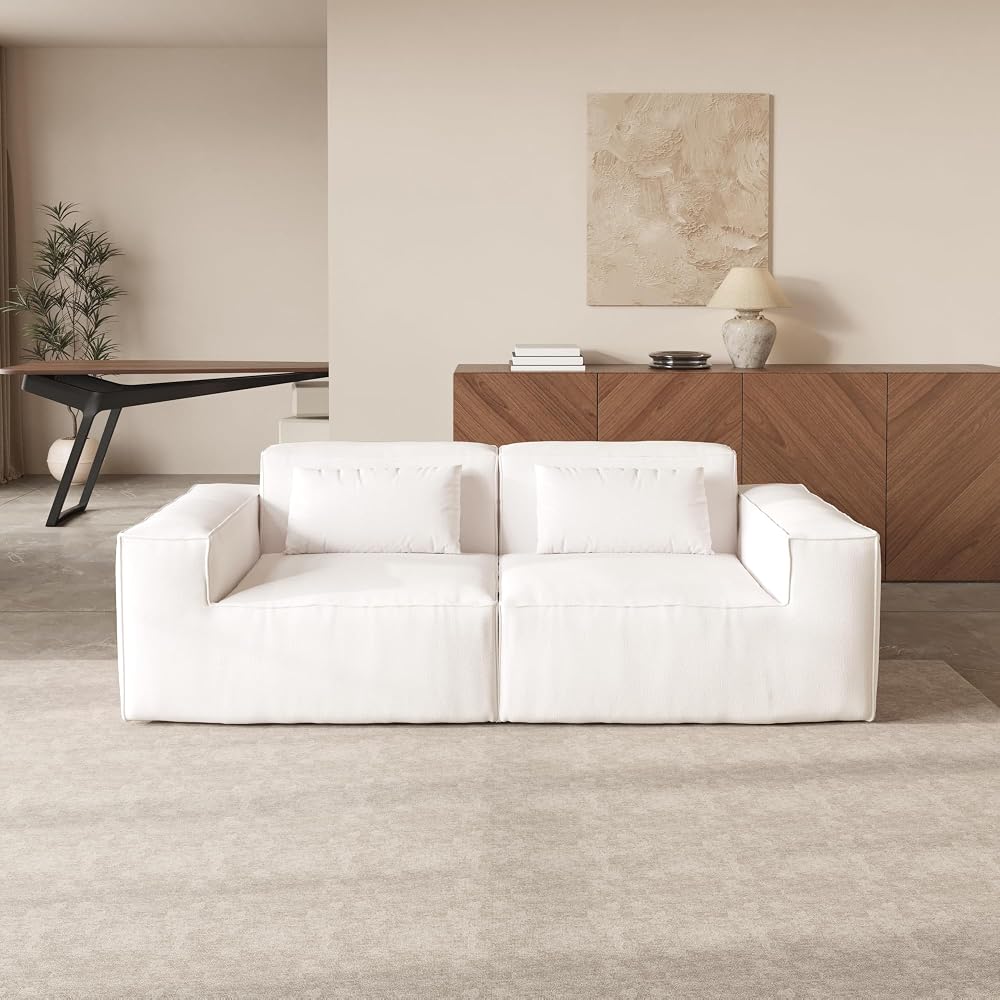 86.62" Modular Sectional Couch, Huge Plus Love Seat Sofa, Modern Comfy Cloud Couches, Sofa Furniture for Living Room, Office, Apartment, Beige