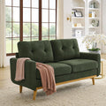 67" Green Loveseat Sofa, Mid Century Modern Love Seat Sofas and Comfy Couches for Living Room, Button Tufted Small Cloud Couch for Bedroom Office Apartment Small Space, Easy Assembly (Dark Green)