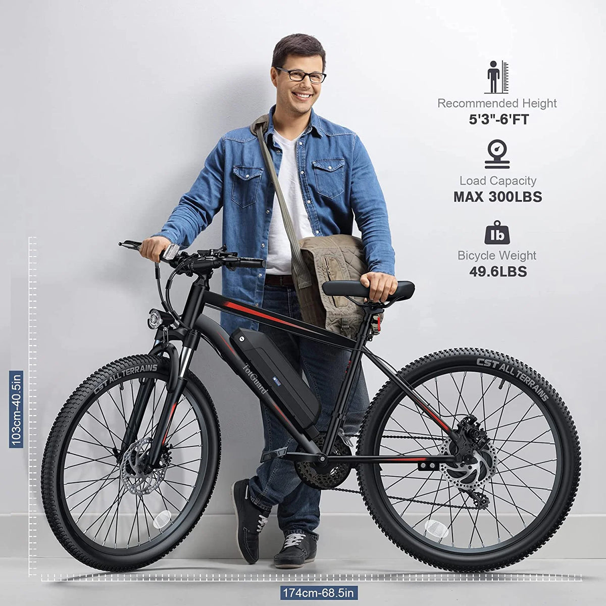 TotGuard 27.5" Electric Bike for Adults 500W Ebike, Adult Electric Bicycles Electric Mountain Bike with 48V 10Ah Removable Lithium Battery,Shimano 21S Gears,Lockable Suspension Fork