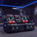 Loveseat Recliner with Massage and Heat,Built-in Bluetooth Audio & Cup Holders,Manual Wall Hugger Reclining Sofa Ideal for Small Spaces, RVs, Home Theater or Living Room，Black