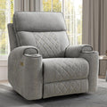 Power Recliner Chair, Electric Fabric Reclining Sofa with Cup Holders, USB Type-C Charging Ports, for Small Living Room, Bedroom and Meeting Room, Grey