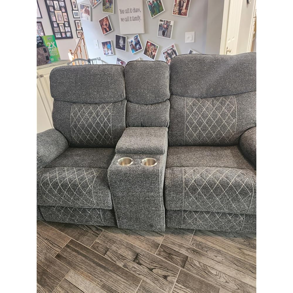 Power Recliner Chair, Electric Fabric Reclining Sofa with Cup Holders, USB Type-C Charging Ports, for Small Living Room, Bedroom and Meeting Room, Grey