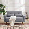 48" Small Loveseat Sofa, Modern Linen Fabric Love Seat Couch, Upholstered 2-Seat Sofa with 2 Pillows and Wood Legs for Living Room, Apartment, Bedroom and Small Spaces,LightGrey