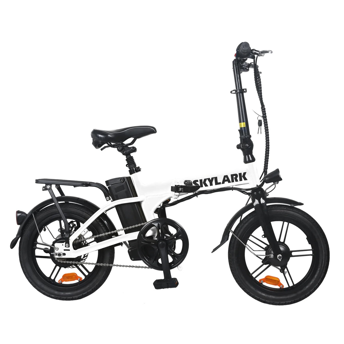Nakto 16in SKYLARK White Folding City Electric Bicycle/Bike for Men & Women 350w Motor 36V 10Ah Long Lasting Lithium-Ion Battery