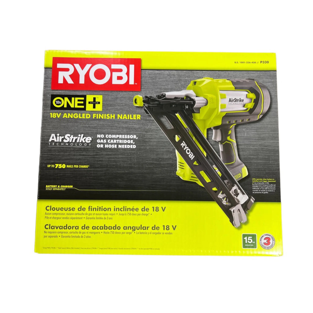 Ryobi P330 18V ONE+ Angled 15 Ga Finish Nailer Battery and Charger Not Included