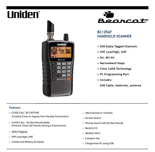 Uniden BC125AT Alpha Tagged channels Lightweight