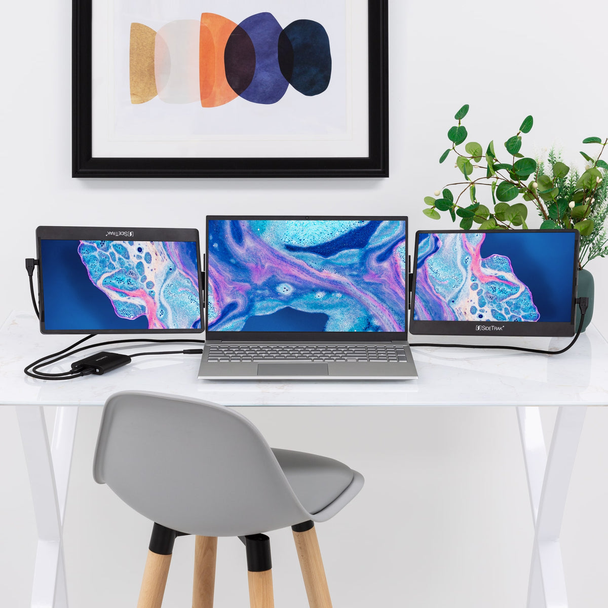 SideTrak Swivel 12.5 Triple Portable Monitor for Laptop with Powered USB C Hub | Attachable FHD IPS Rotating Three Screen Laptop | Compatible with Windows | Powered by USB-C Hub