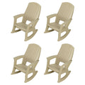 Semco Plastics Rockaway Heavy-Duty Outdoor Rocking Chair, Tan (4 Pack)