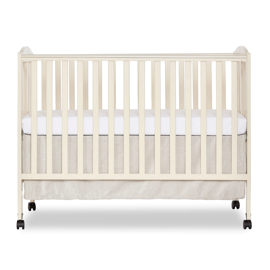 Dream On Me Full Size 2-in-1 Folding Stationary Side Crib, Locking Wheels, French White