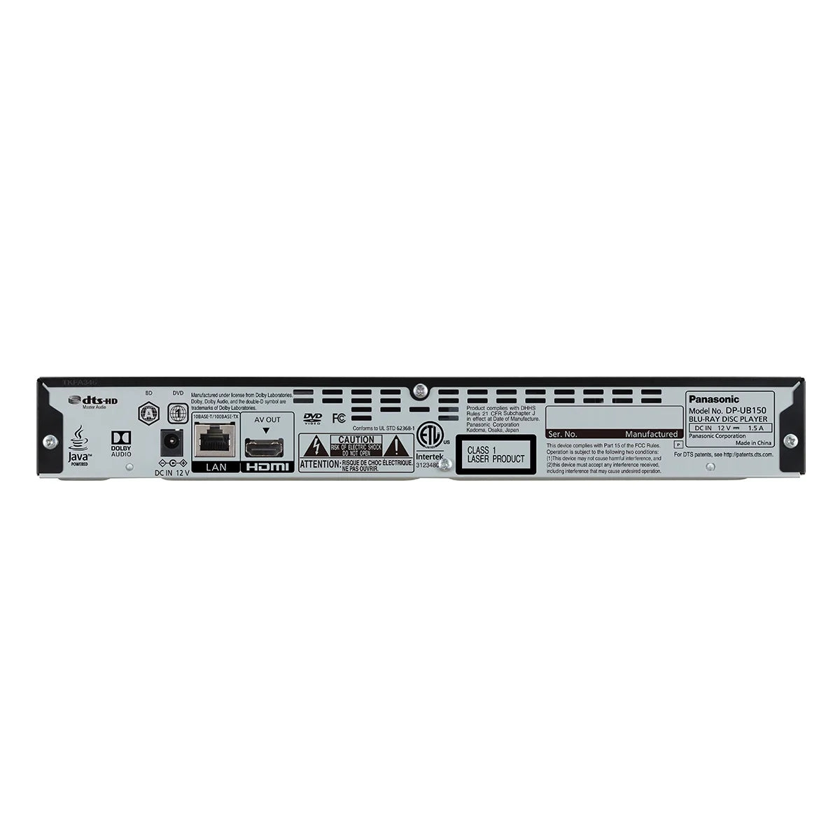Panasonic 4K Blu Ray Player, Ultra HD Premium Video Playback and Hi-Res Audio - DP-UB150-K