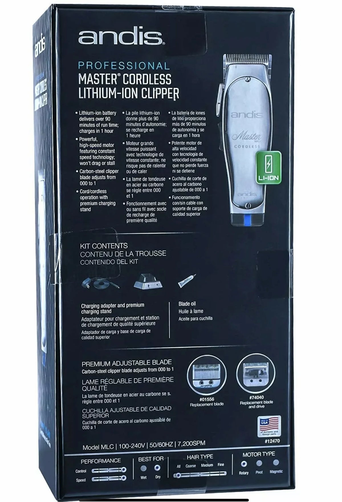 Andis 12470 Professional Master Cord/Cordless Lithium-Ion Clipper